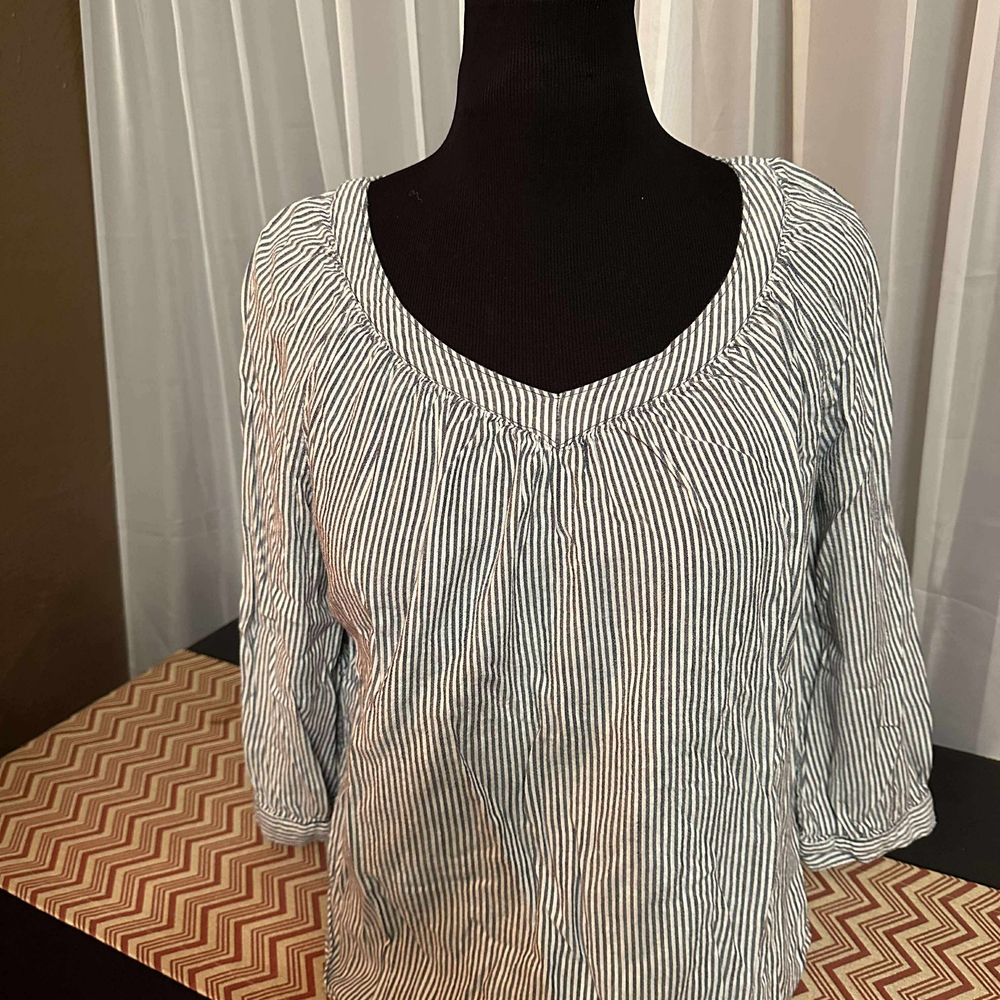 St. John's Bay Black and White Striped Blouse